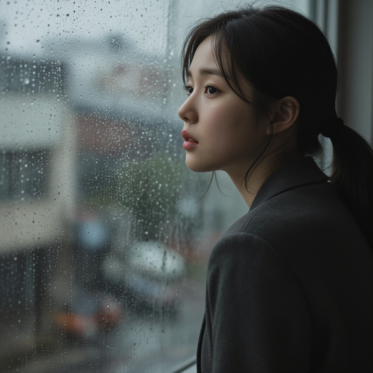 비 오는 창가에서의 생각